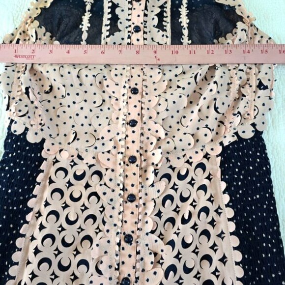 Beguile by Byron Lars Women's Knee Length Dress Size 4 Navy Blue Pink Laser Cut - Picture 12 of 17